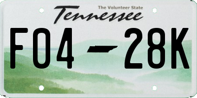 TN license plate F0428K