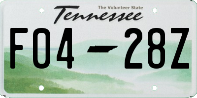 TN license plate F0428Z