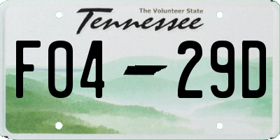 TN license plate F0429D