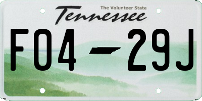 TN license plate F0429J