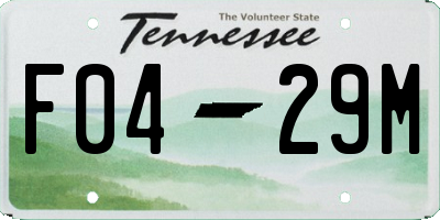 TN license plate F0429M