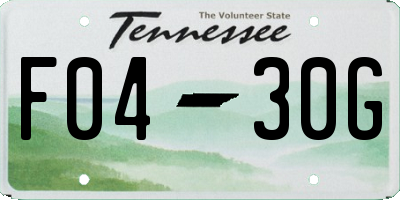 TN license plate F0430G