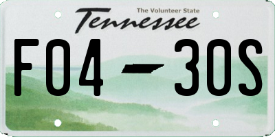 TN license plate F0430S