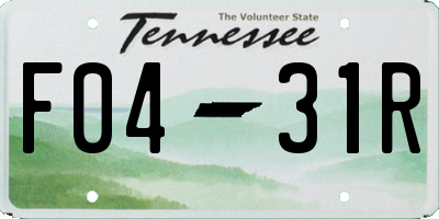 TN license plate F0431R
