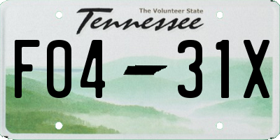 TN license plate F0431X