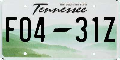 TN license plate F0431Z