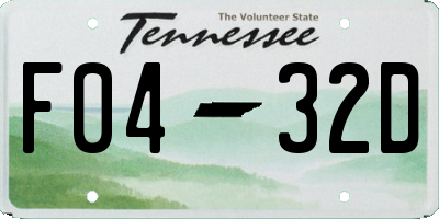 TN license plate F0432D