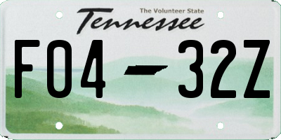 TN license plate F0432Z