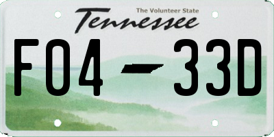 TN license plate F0433D