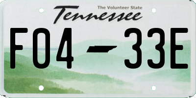 TN license plate F0433E