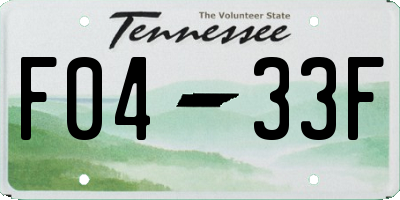 TN license plate F0433F