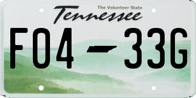 TN license plate F0433G