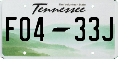 TN license plate F0433J