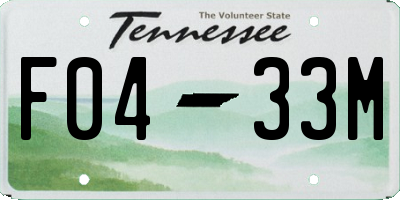 TN license plate F0433M