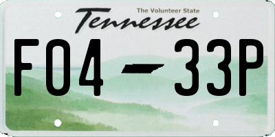 TN license plate F0433P