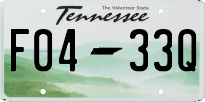 TN license plate F0433Q