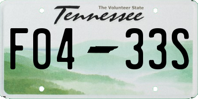 TN license plate F0433S