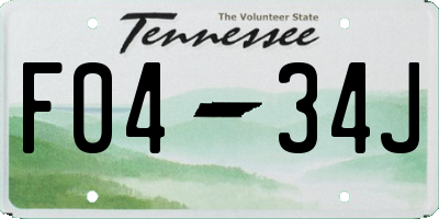 TN license plate F0434J