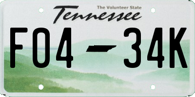 TN license plate F0434K