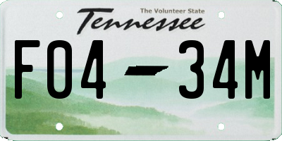 TN license plate F0434M