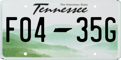 TN license plate F0435G