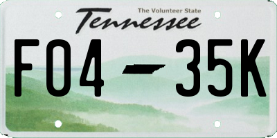 TN license plate F0435K