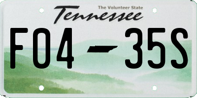 TN license plate F0435S