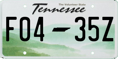 TN license plate F0435Z