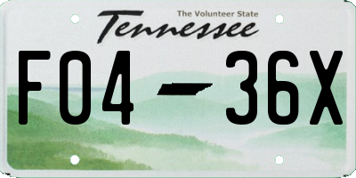 TN license plate F0436X