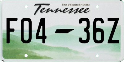 TN license plate F0436Z
