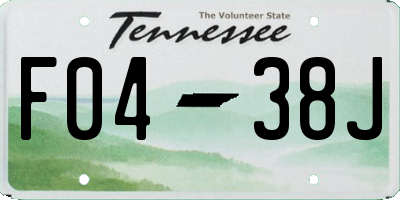 TN license plate F0438J