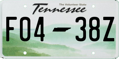 TN license plate F0438Z