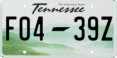 TN license plate F0439Z