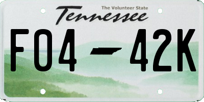 TN license plate F0442K