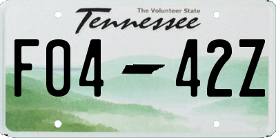 TN license plate F0442Z