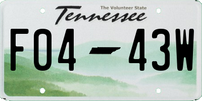TN license plate F0443W