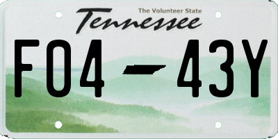 TN license plate F0443Y