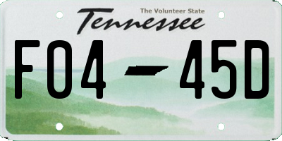 TN license plate F0445D