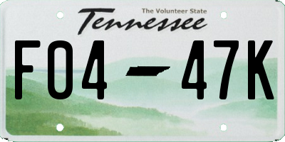 TN license plate F0447K