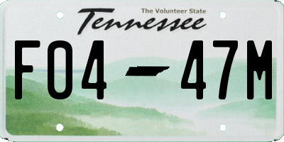 TN license plate F0447M