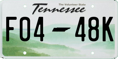 TN license plate F0448K