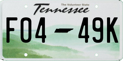 TN license plate F0449K