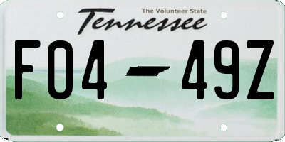 TN license plate F0449Z