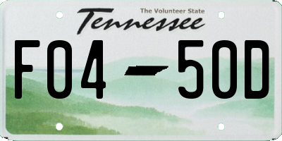 TN license plate F0450D