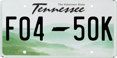 TN license plate F0450K