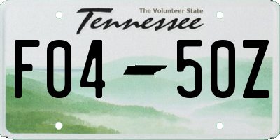TN license plate F0450Z