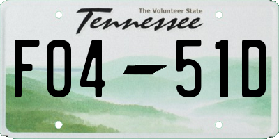 TN license plate F0451D