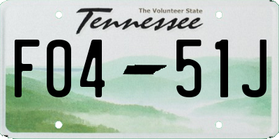 TN license plate F0451J