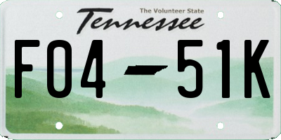 TN license plate F0451K