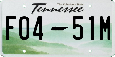 TN license plate F0451M